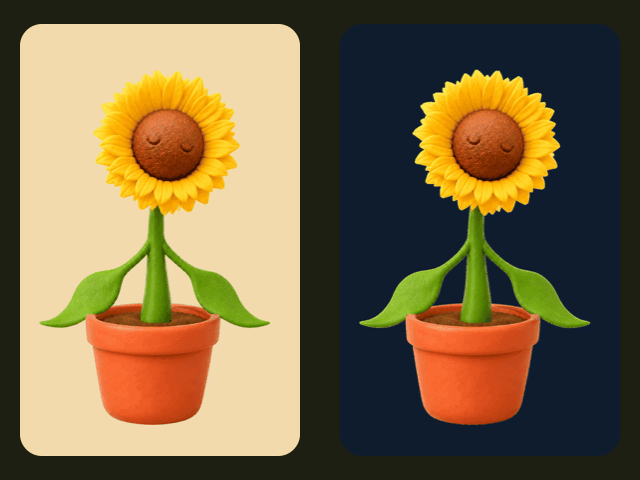 Planty meditating, by day and by night, animated