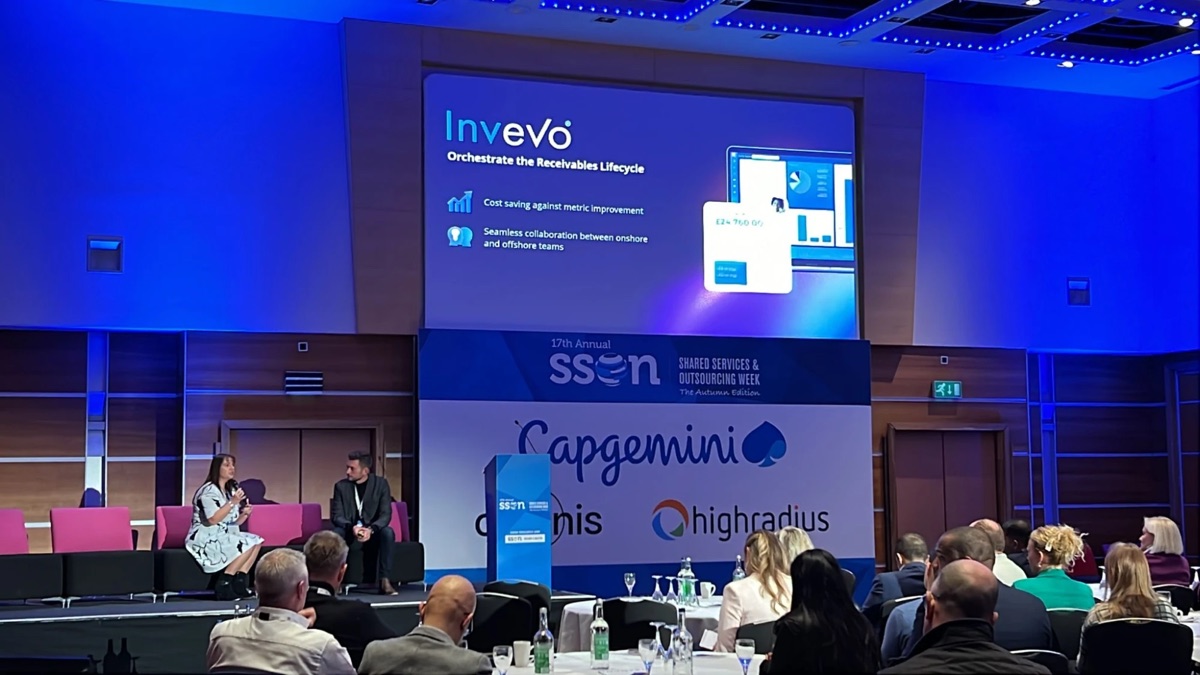The Adecco Group case study presented on stage to a full room at SSOW